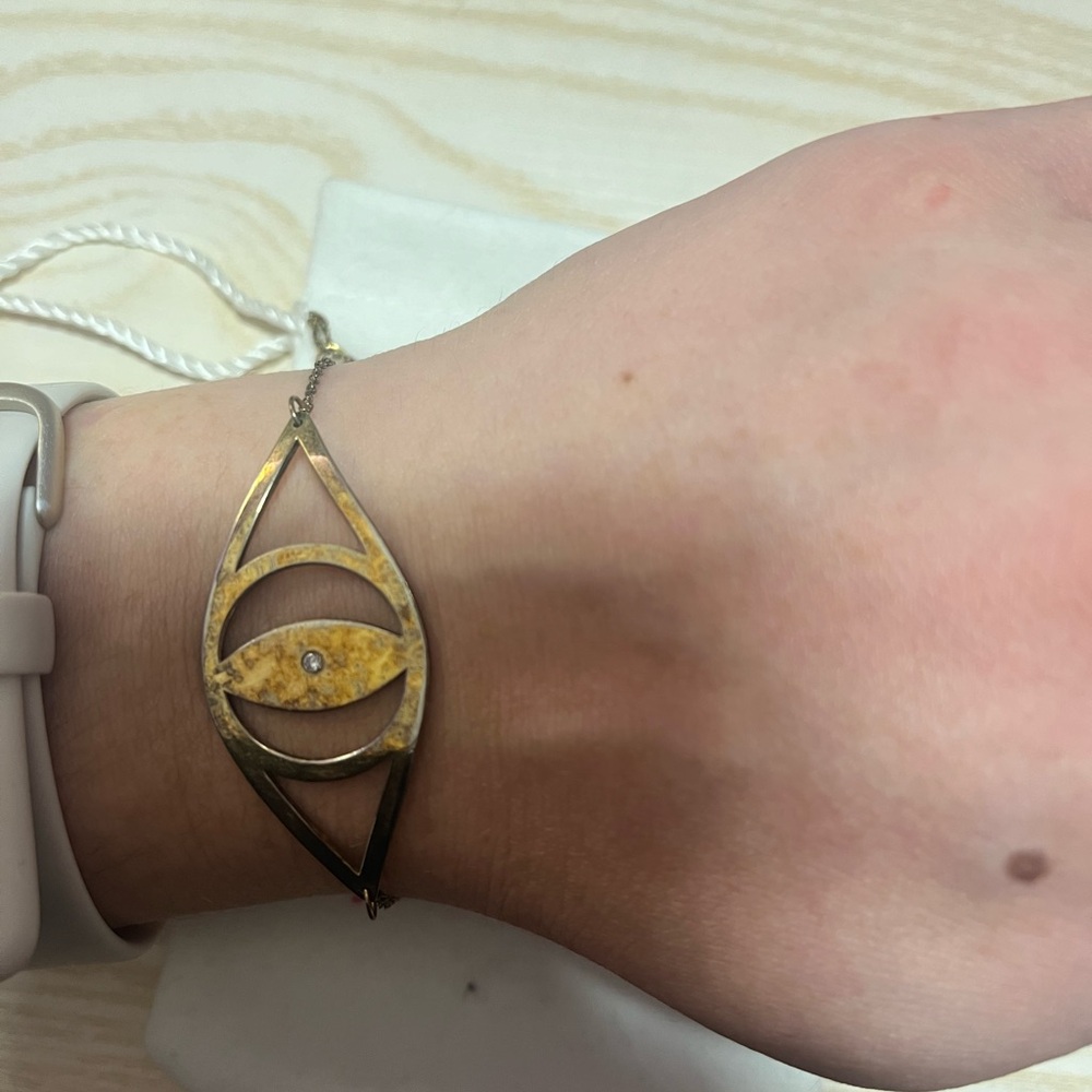 Jennifer Zeuner evil eye gold vermeil bracelet with very small diamond - Picture 2 of 4
